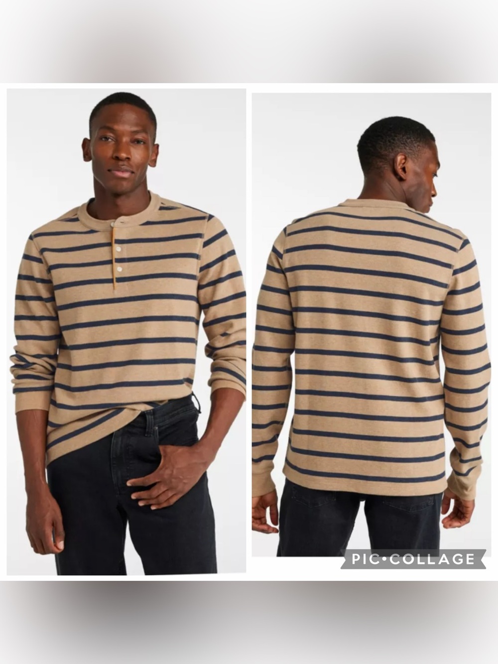 Men's LL. Bean Vintage Soft Knit Henley, Stripe Size Large